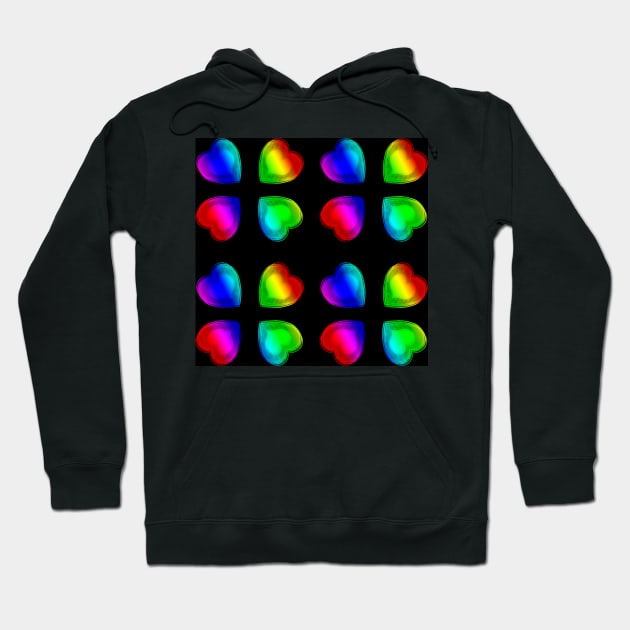 Rainbow Hearts With Black Background Hoodie by NeavesPhoto